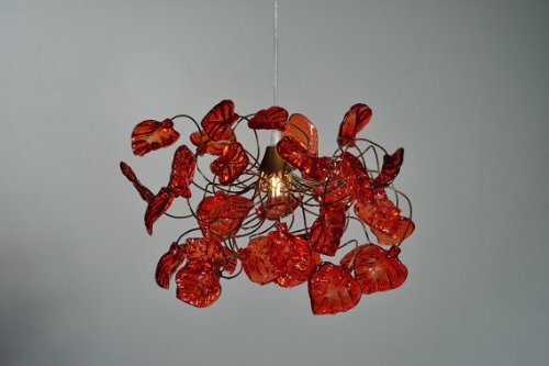 Romantic red leaves ceiling lamp - Handmade pendant lighting for the home - Dining room lighting - Bedroom lighting ideas