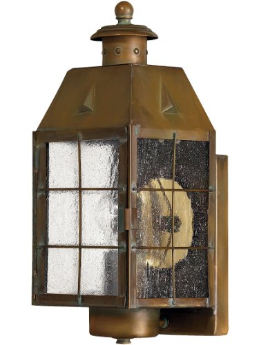 Aged Brass Nantucket Porch Light With Clear Seedy Glass Outdoor Antique Lighting