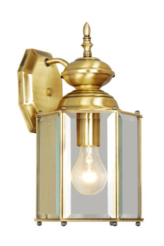 Livex Lighting 2007-01 Outdoor Wall Lantern With Clear Beveled Glass Shades Antique Brass