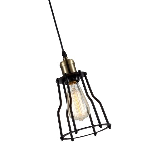 Ohr Lighting Edison Wire Cage Ceiling Pendant Light Fixture BULB INCLUDED Matte BlackAntique Brass ED263P