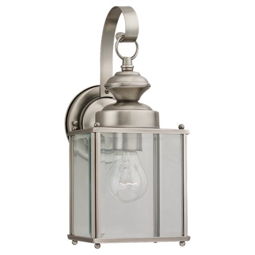 Sea Gull Lighting 8457-965 Single-light Jamestowne Outdoor Lantern With Clear Beveled Glass Antique Brushed Nickel