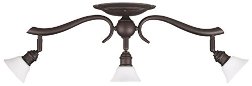 Oil Rubbed Bronze 3 Bulb Wall Mount Track Light Fixture with Frosted Opal Glass
