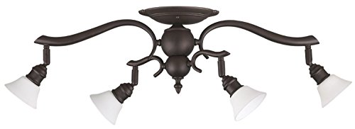 Oil Rubbed Bronze 4 Bulb Wall Mount Track Light Fixture with Frosted Opal Glass