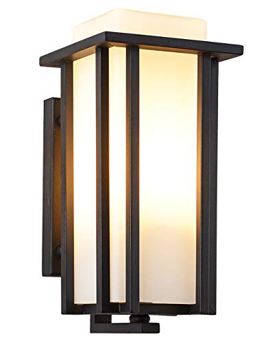 EERU Outdoor Exterior Wall Lantern as Porch Light Fixture Large Size1535 H x 67 W Weather Rust ResistantBlack Finish with Frosted Glass for Exterior House Deck Patio Porch LightingLarge