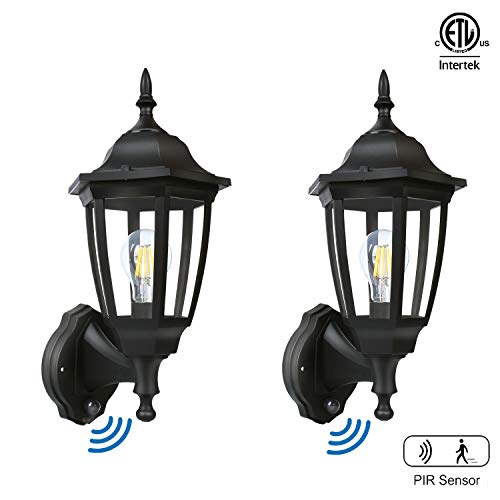 FUDESY 2-Pack Motion Sensor Outdoor Wall LanternsCorded-Electric Plastic Security Lights with 120° Wide AngleWaterproof IP44Smart LED Porch Light Fixtures for GarageYardFront DoorFDS2542EPIRB2