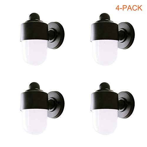 FUDESY 4-Pack Jelly Jar Light4W Waterproof Plastic Outdoor Wall LightsBlack Wall Mount Light Fixture for PorchPatioWarm WhiteFDS216B4