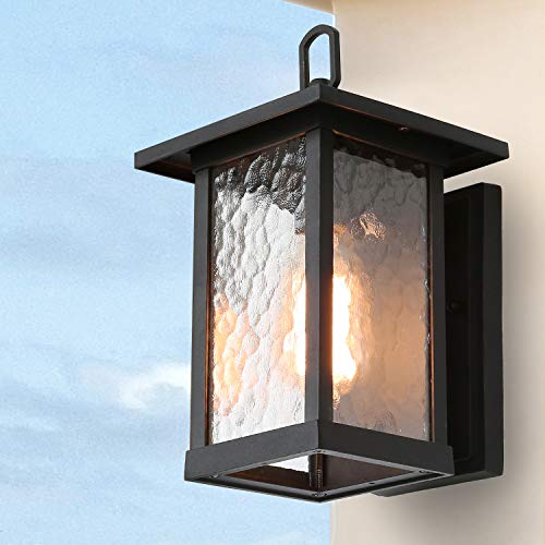 LALUZ Exterior Light Fixture Porch Outdoor Wall Lantern Sconce with Water Glass A03501