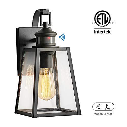 MOTINI Dusk to Dawn Sensor Outdoor Wall Light Wall Sconce Porch Light Fixture with E26 Edison Bulb ETL Listed Wall Lantern for Garden Villas Court-Yard Entryway