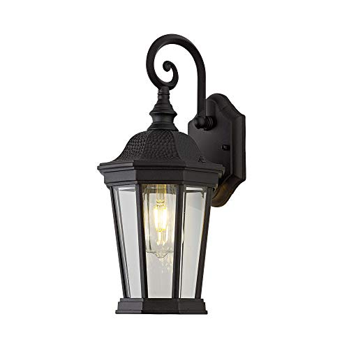Smeike Exterior Light Fixtures Outdoor Wall LightLantern Outdoor Porch Light Fixtures Wall Mount in Matte Black Finish with Clear Glass Aluminum Alloy 60W