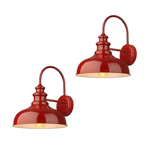 Zeyu Vintage Barn Light 2 Pack Gooseneck Sconce Lights in Red Finish 02A390-2 RED