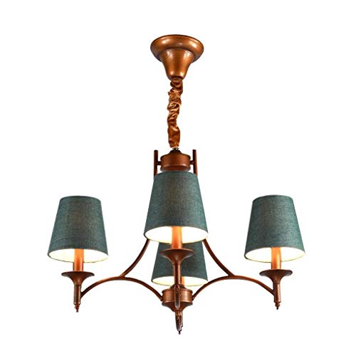 RMXMY Garden Wrought Iron Chandelier Nordic Mediterranean Retro Living Room Bedroom Dining Room Lamp Green Home Warm Creative Chandelier（4866cm）