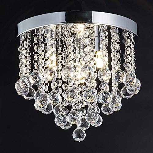 3 Lights Crystal Modern Chandeliers Pendant Flush Mount Ceiling Light 4-Tier Chandelier Lighting for Dining Room Living Room Bedroom Girls Room Silver