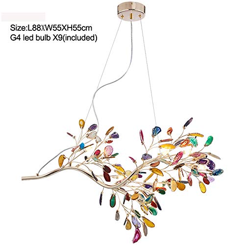 HLIGHT Large LED Chandelier Lighting Gold Tree Branch Agate Chandelier for StairBedroomDining RoomKitchenLiving RoomGirls Room