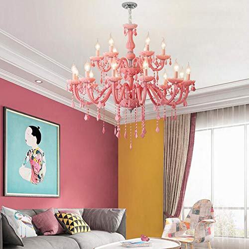 MEIDENG Girls Room Chandelier Living Room Bedroom Kids Room Chandeliers Lustre Fixture Pink Chandelier Lighting Fixtures