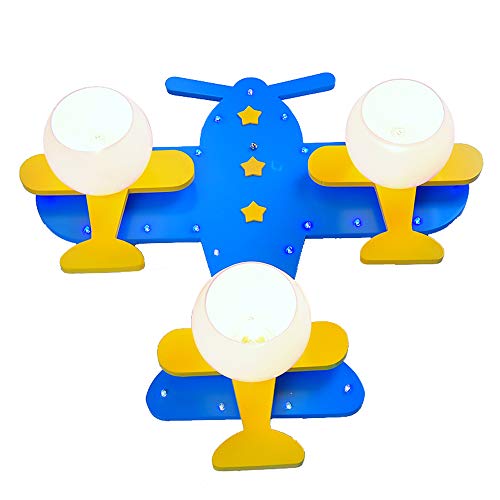 XYJGWXDD Creative Childrens Ceiling Lamp Bedroom Remote Control Aircraft Toy Lights Cartoon Aircraft Boys and Girls Room Chandeliers Kindergarten Led Eye Lamp