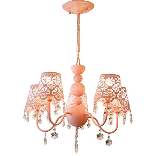 Xuejuanshop Pendant Lights Hanging Bedroom Chandelier Pink Garden Crystal Lamp Girl Room Chandelier Ceiling Pendant Light