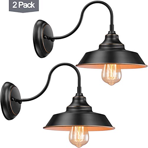 Elibbren Vintage Farmhouse Gooseneck Wall Sconce Industrial Bathroom Vanity Barn Wall Light Fixture for Bedroom Nightstand Bathroom Vanity Barn Warehouse 2 Pack