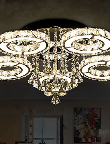 WCG Round Crystal Lamp Modern Atmosphere Living Room Lamp LED Ceiling Lamp Creative Bedroom Lamps 8804  white-90-240v
