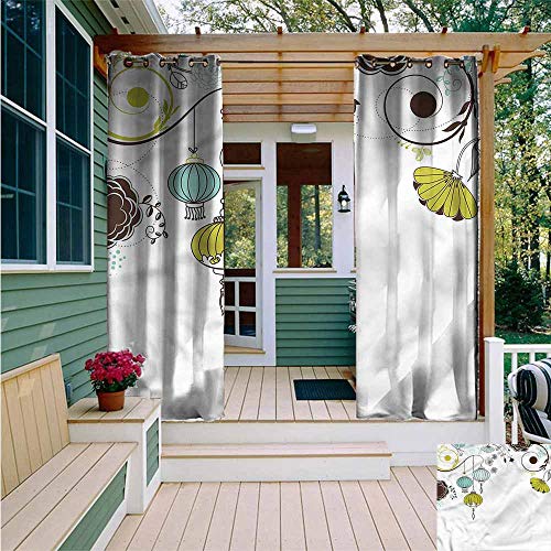 AFGG Curtains for BedroomLantern Abstract New Year ChinaWaterproof Patio Door PanelW96x72L