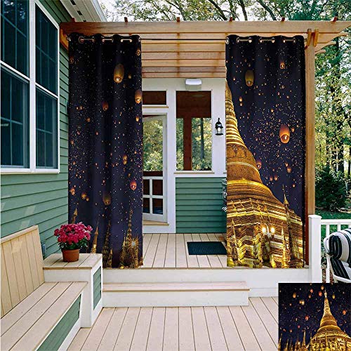 AFGG Curtains for BedroomLantern Shwedagon PagodaWaterproof Patio Door PanelW84x96L