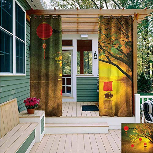 AFGG Curtains for BedroomLantern Traditional ChineseWaterproof Patio Door PanelW84x84L