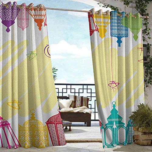 DonaHome Blackout Draperies for BedroomLantern Colorful Various Different Figures Framework Design with Crescent Moon and StarsMicrofiber PolyesterW120x96L Multicolor