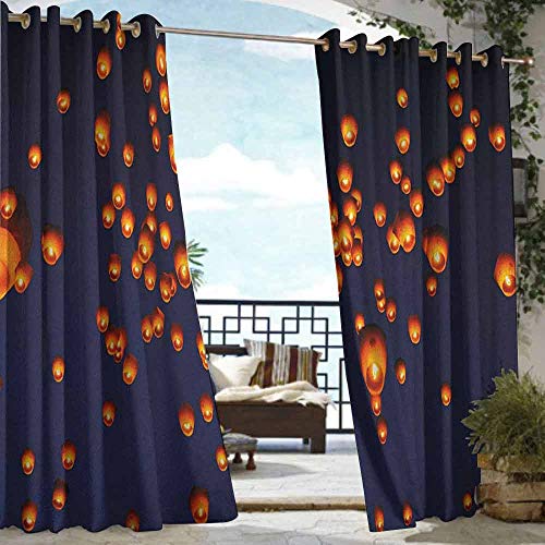 DonaHome Blackout Draperies for BedroomLantern PingXi District Festival at Night Taipei Taiwan Good Vibes Hope for FutureComplete Darkness Noise Reducing CurtainW120x96L Night Blue Orange