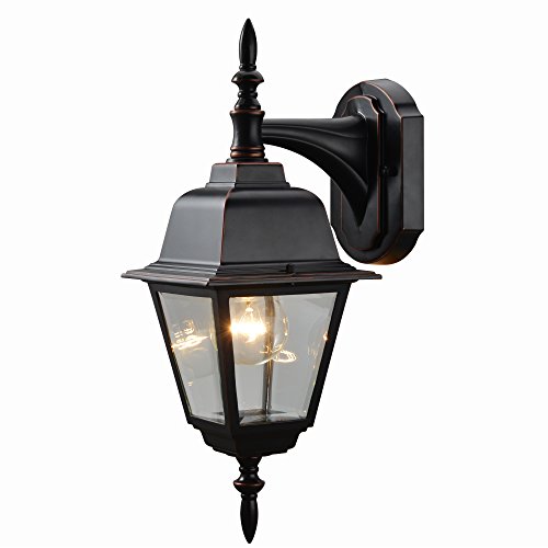 Hardware House 19-1890 Oil Rubbed Bronze Outdoor Patio  Porch Wall Mount Exterior Lighting Lantern Fixture With