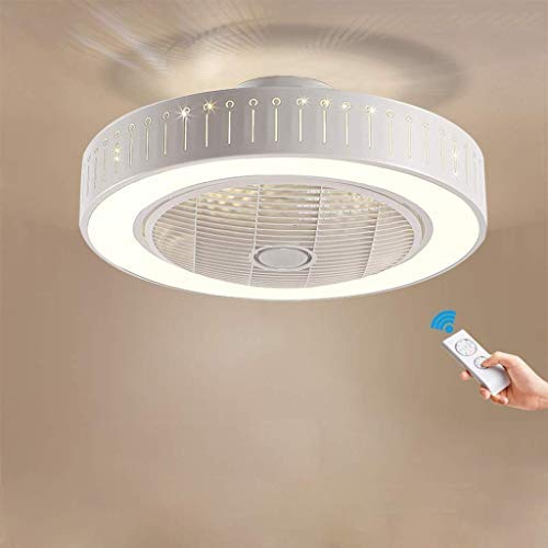 Ceiling Fan Light LED Integration Three-Color Light with Remote Control Speed Adjustment ABS Invisible Blade for Living Room Bedroom Restaurant