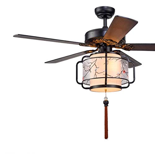 Ceiling Fans with LampFan Ceiling Light New Chinese Ceiling Fan Light Wood Leaf Lantern Electric Fan Chandelier Living Room Restaurant Tea House Restaurant Fan Light Modern Ceiling Fans with Light