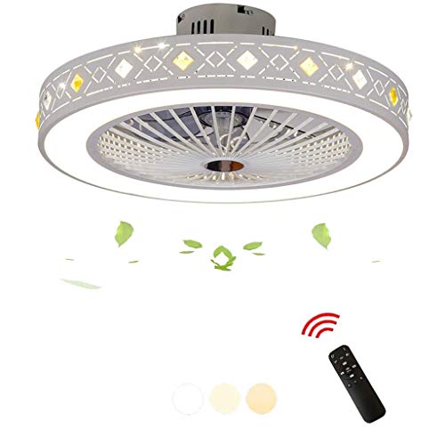 Circle Crystal Ceiling Fans with Lights Remote Control Lights-20 Inch Fans Chandelier with LED Lights -for Indoor Outdoor LivingDining Room Bedroom