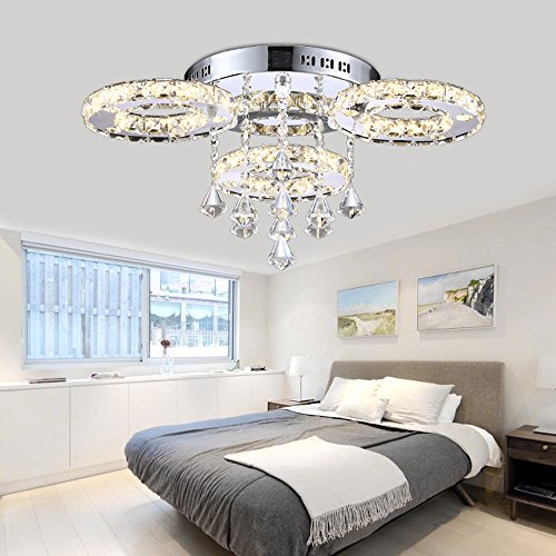 Ameride 30W LED Designer Crystal Ceiling Light 256 In x 138 In AD-6101-3C 3 Color Steps With Remote Control
