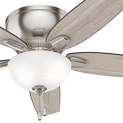 Hunter 52 inch Low Profile Ceiling Fan with LED Light Kit Brushed Nickel Renewed
