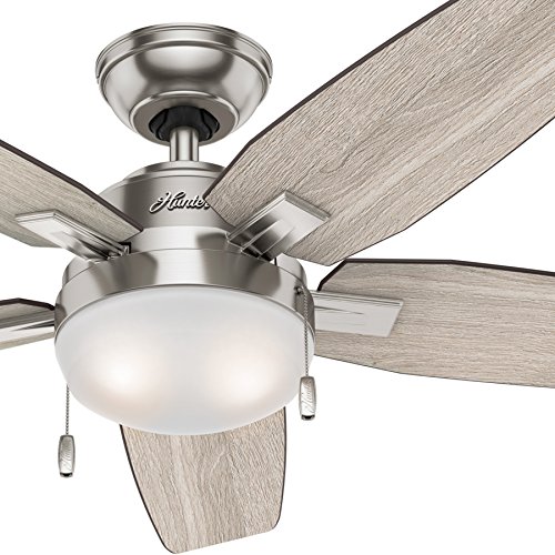 Hunter Fan 46 inch Contemporary Ceiling Fan with LED Light Kit Brushed Nickel Renewed