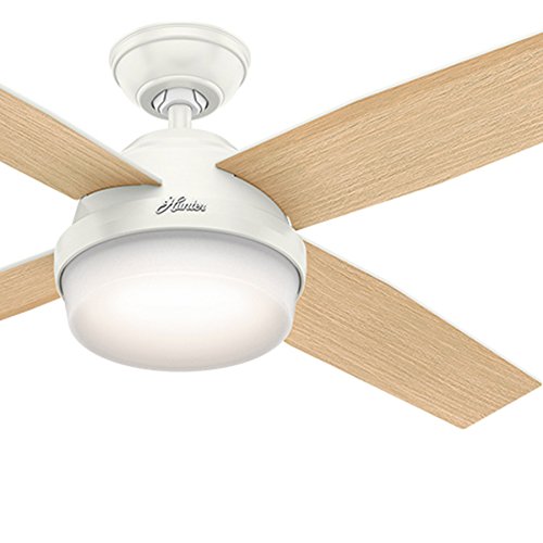 Hunter Fan 52in Fresh White Contemporary Ceiling Fan with LED Light Kit and Remote Control Renewed