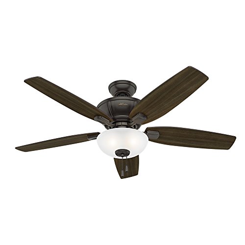 Hunter Indoor Ceiling Fan with LED Light and pull chain control - Kenbridge 52 inch Nobel Bronze 53376