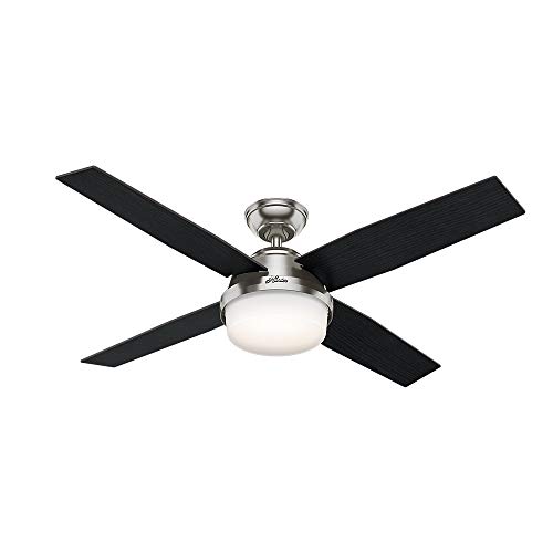 Hunter Indoor Ceiling Fan with LED Light and remote control - BN 52 inch Brushed Nickel with Tunable White Light 59451