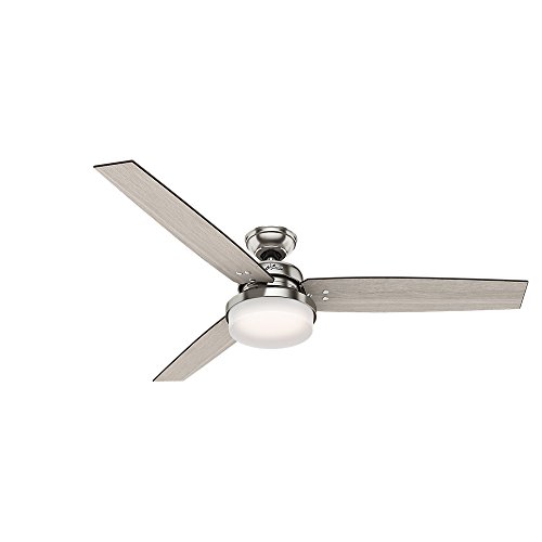 Hunter Indoor Ceiling Fan with LED Light and remote control - Sentinel 60 inch Brushed Nickel 59459