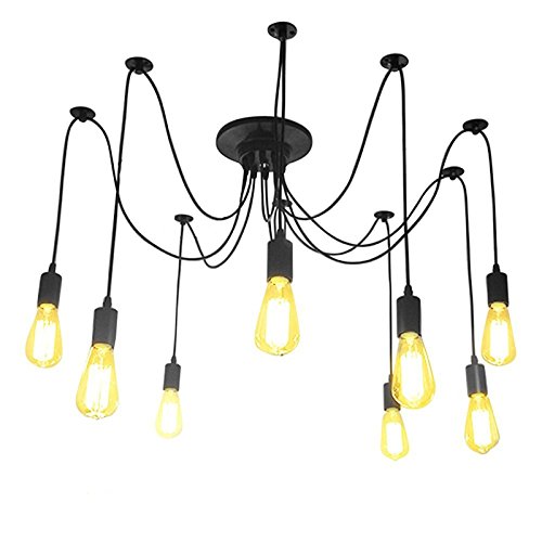 Lemonbest Vintage E27 Industrial Fixture Retro Pendant Light Ceiling Lamp Chandelier 8 Bulb Light Sockets