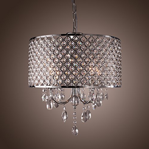 Lightinthebox Modern Chandeliers With 4 Lights Pendant Light With Crystal Drops In Round Ceiling Light Fixture