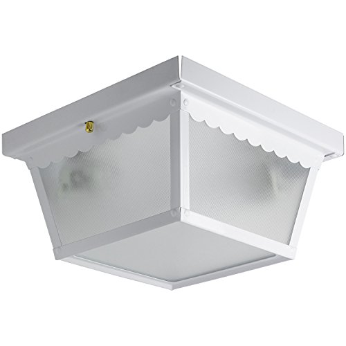 Sunlite Odi1096 9-inch Ceiling Mount Outdoor Porch Fixture White Finish With Frosted Glass