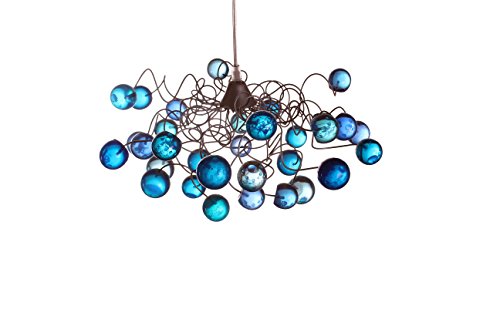 Blue Lamp Shades - Bule Marble Pendant Lighting - Ceiling Lights For Childrens Room - Boys Room Lighting