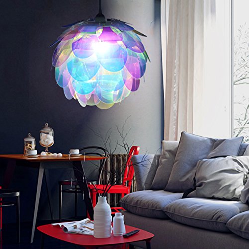 Excelvan L002 Ceiling Pendant DIY Artichoke Pinecone Shape Puzzle IQ PP Lampshade For Christmas Living Room Bedroom Study Dining room transparent colorful