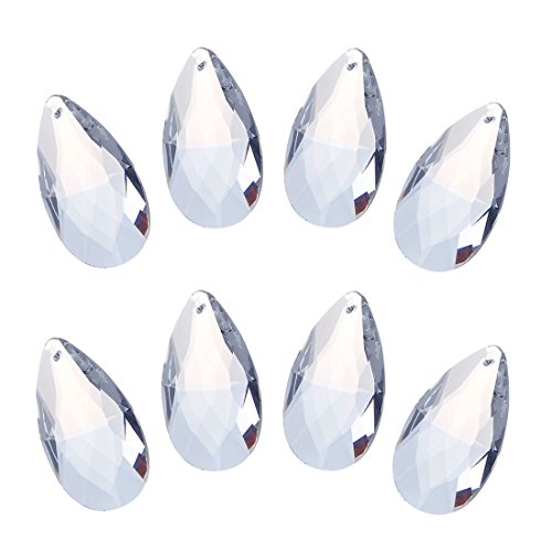 H&D 10pcs 50mm Clear Crystal Chandelier Prisms Ceiling Lamp Faceted Drop Pendants
