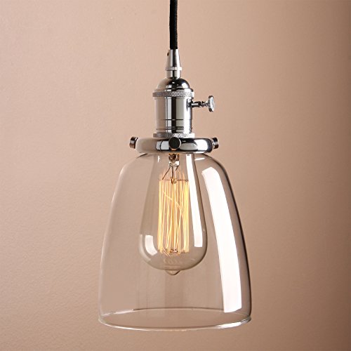 Industrial Simple Style Hanging Lamp Fixture with Mini Oval-shaped Clear Glass Shade Pendant Vintage Factory Ceiling Lamp by Pathson Lights