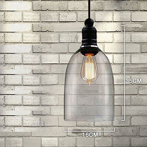 Olivia Ecopower 1PC 59 X 9 Inch Light Vintage Hanging Big Bell Glass Shade Ceiling Lamp Pendent Porch Fixture Room Cafe Art Deco E27 Bulbs