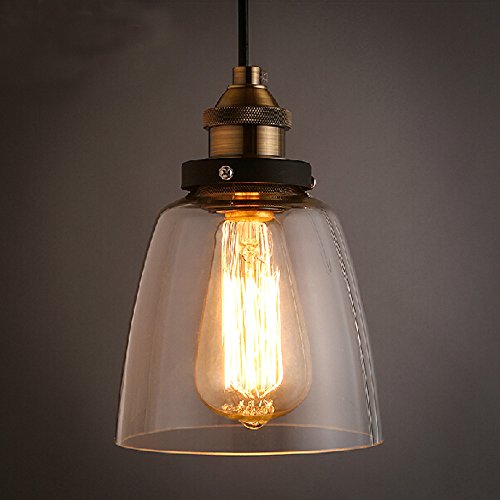 WinSoon 55 X 95 Inch Design Vintage Industrial Ceiling Lamp Clear Glass pendant lighting for kitchen island Loft Shade Fixture