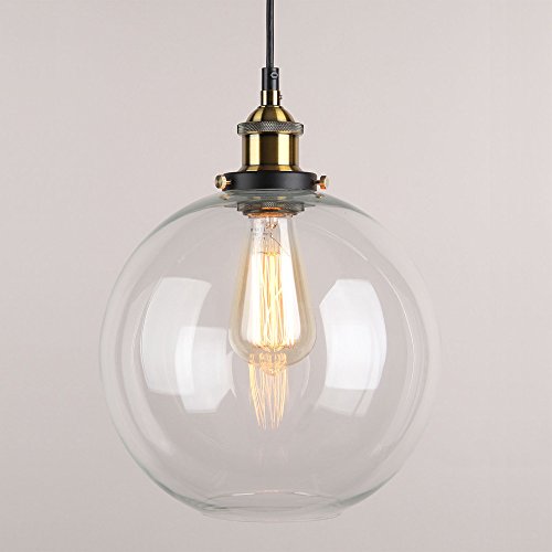 WinSoon 9 X 9 Inch Globe Vintage Industrial Ceiling Lamp Clear Glass pendant lighting for kitchen island Loft Shade Fixture