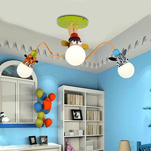 Fu Man Li Trading Company Creative cartoon children bedroom bedroom ceiling light boys and girls room lights baby lights eye care kindergarten lights A  Color  White light 