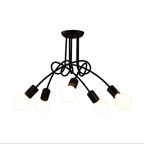 Nordic Bedroom Ceiling Lamp Irregular Wrought Iron Restaurant Lights Chandelier E27 Pearl Bulb Black35 Light  Size  5 head 